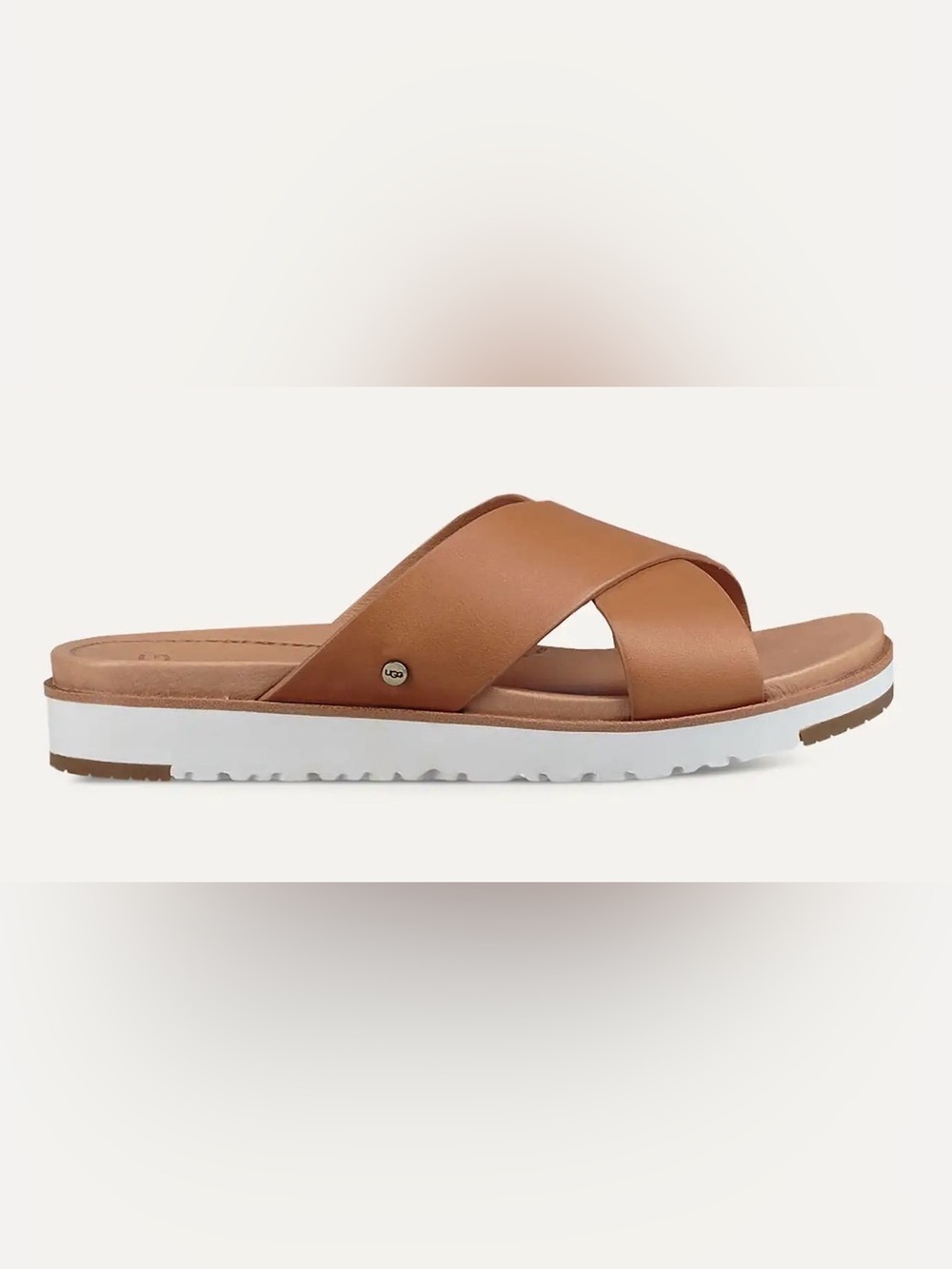 UGG Kari Leather Slide Sandals Chestnut Comfort Platform Size 9
